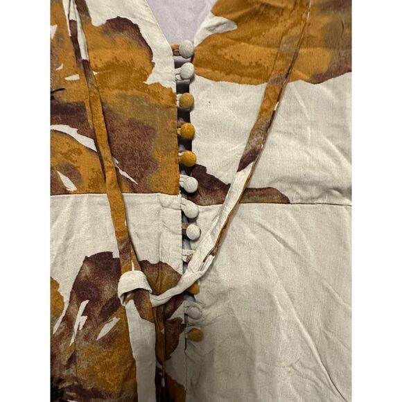 Honey Belle Tunic Dress Long Sleeve Floral Size Large VNeck Tie Neck - Picture 4 of 6